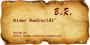 Bider Radiszló névjegykártya